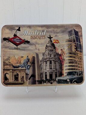 Madrid Biscuits Metal Tin Storage Container Rectangle 9.75" x 7.25" Home Decor